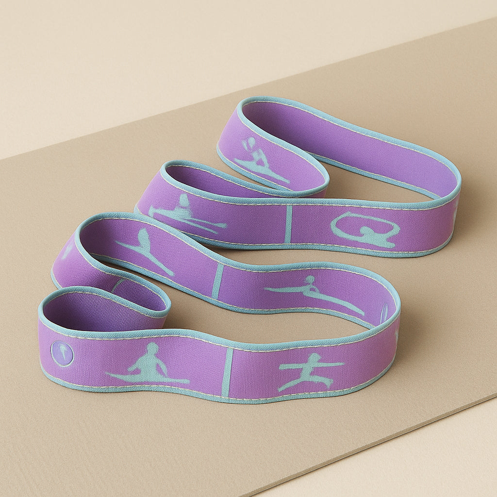 Bande de résistance violette pour yoga et pilates, élastique à 8 sections numérotées pour l’étirement, le renforcement et la souplesse