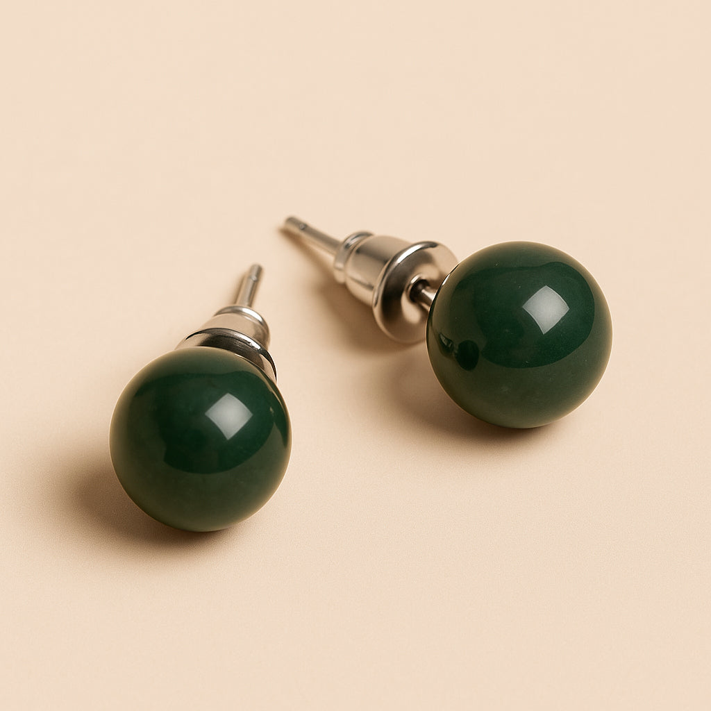 Boucles d’oreilles en agate mousse verte naturelle, perles marbrées montées sur acier inoxydable, bijou végétal favorisant enracinement, guérison et vitalité