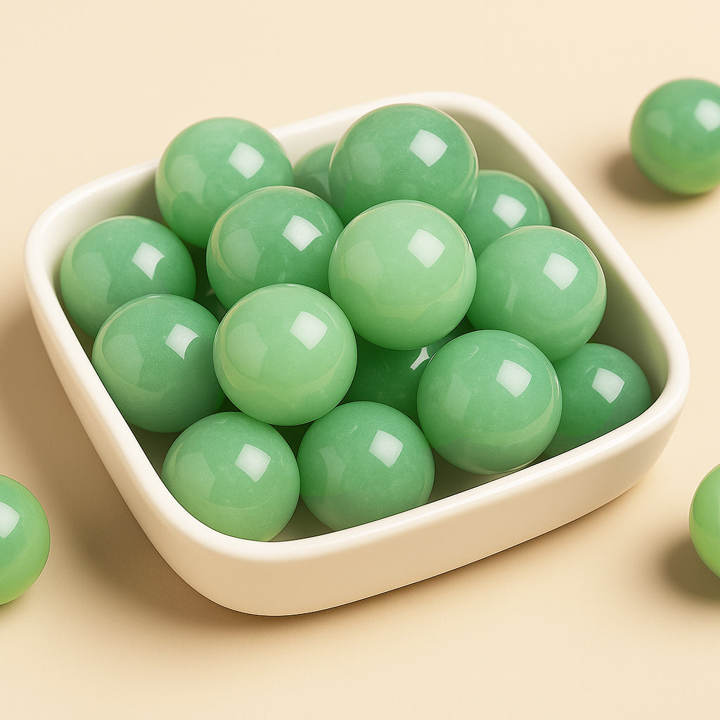 Lot de boules en aventurine verte naturelle 20 mm, pierres précieuses vertes idéales pour attirer la chance, l’apaisement et l’harmonie intérieure