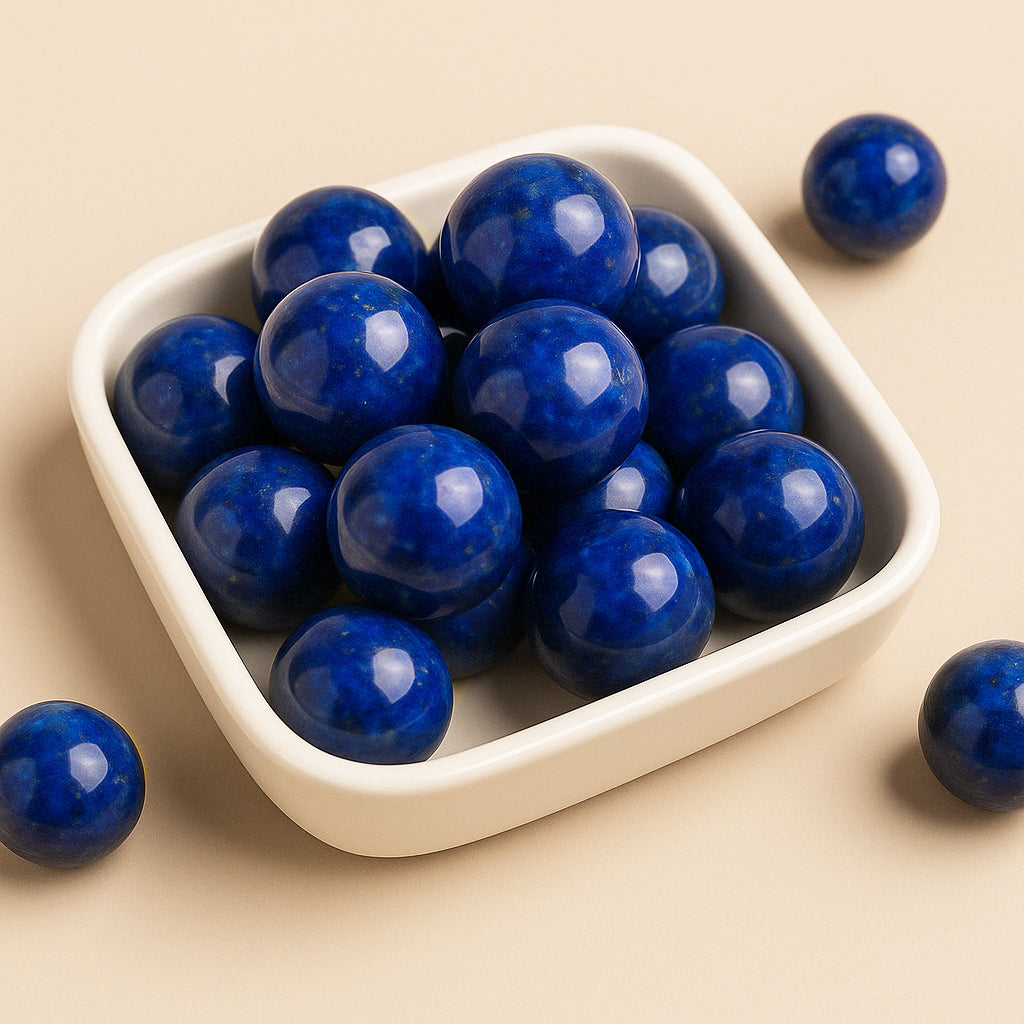 Lot de boules en lapis lazuli naturel 20 mm, pierres bleues profondes idéales pour la sagesse, la communication et la décoration énergétique