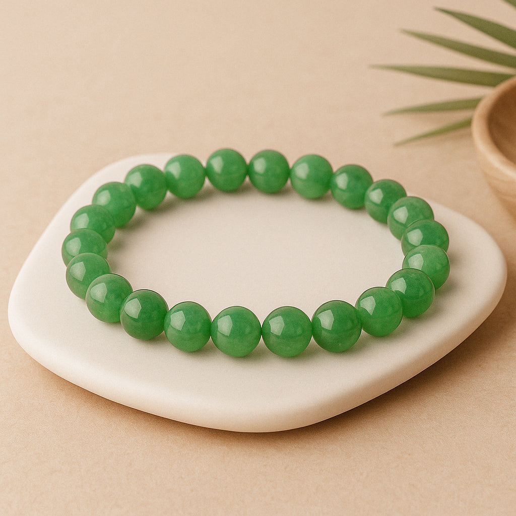 Bracelet en perles d’aventurine verte naturelle, pierre symbole de chance, de prospérité et d’harmonie intérieure, idéale pour la lithothérapie et l’équilibre émotionnel