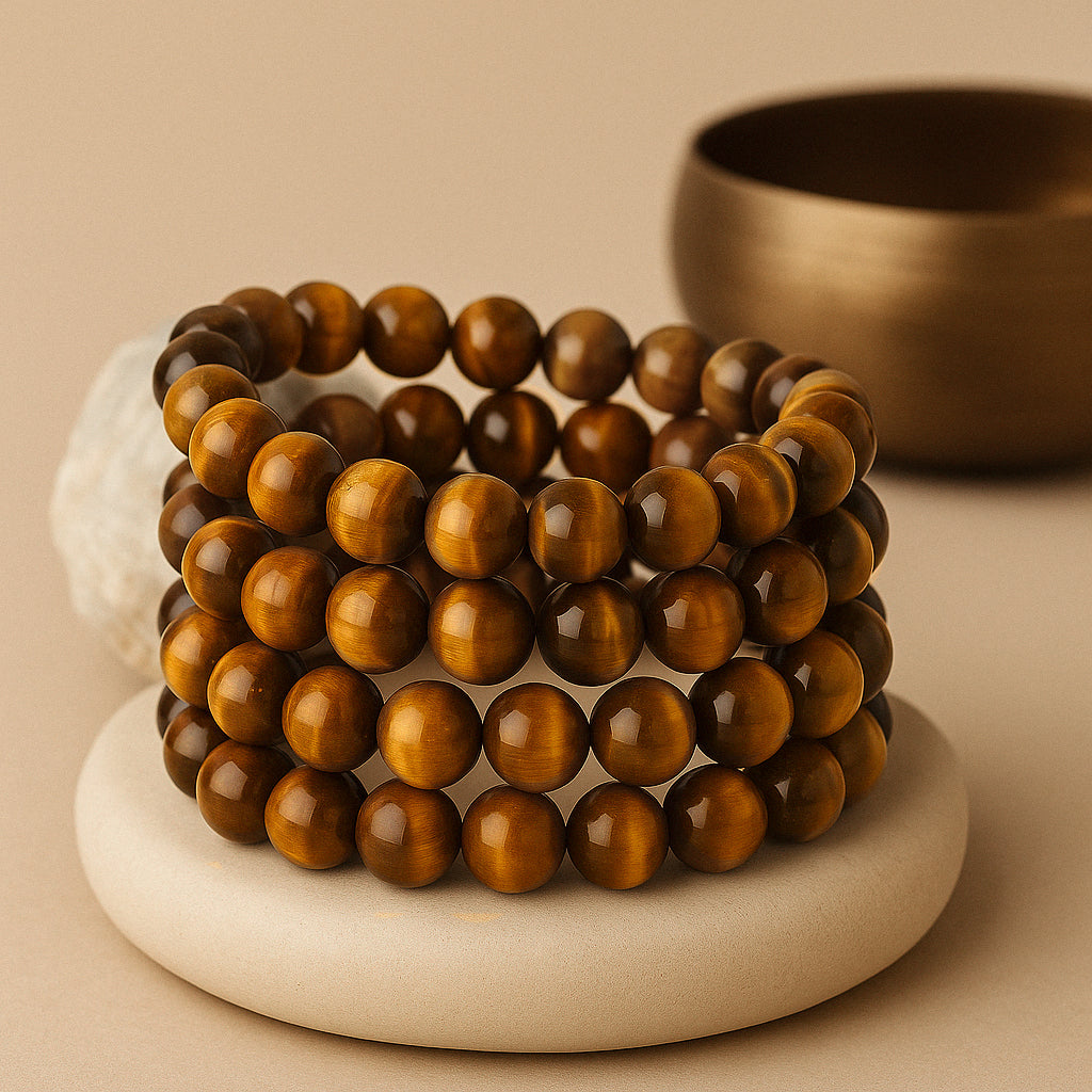 Bracelet en perles d’œil de tigre naturelle avec perles de tailles variées, pierre protectrice idéale pour l’ancrage, la vitalité et l'équilibre énergétique