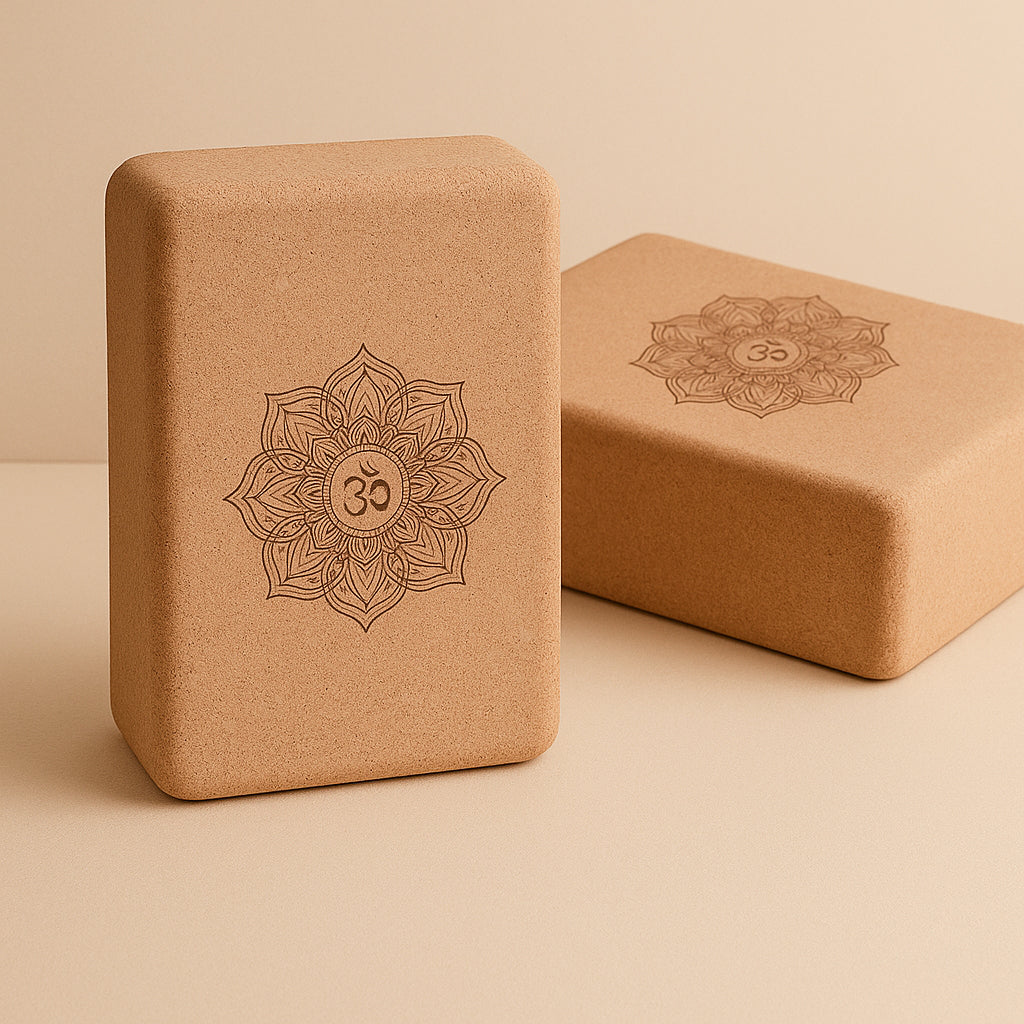 Deux briques de yoga en liège naturel, blocs écologiques pour la posture, l’équilibre et le soutien en méditation ou étirements