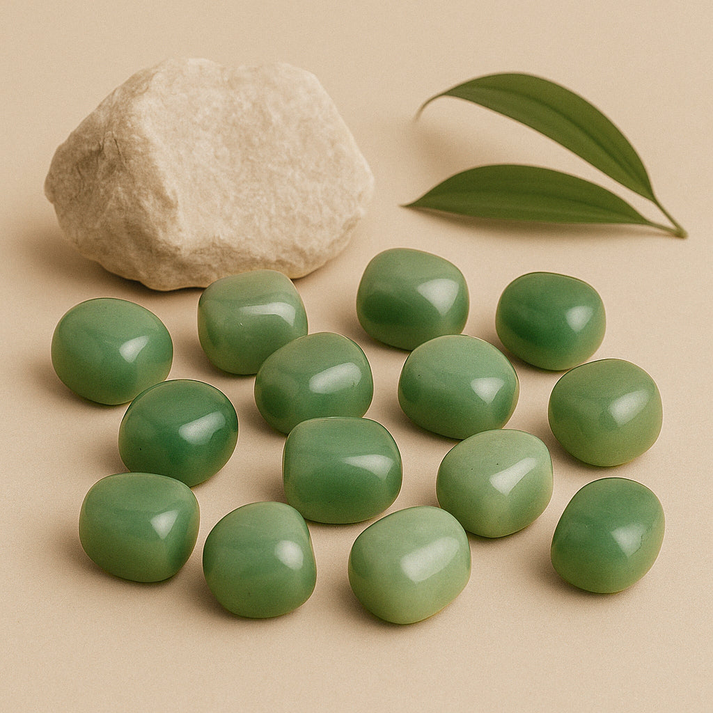 Lot de 10 pierres naturelles d’aventurine verte, pierres aux teintes apaisantes, symbole de chance, de prospérité et d’harmonie intérieure