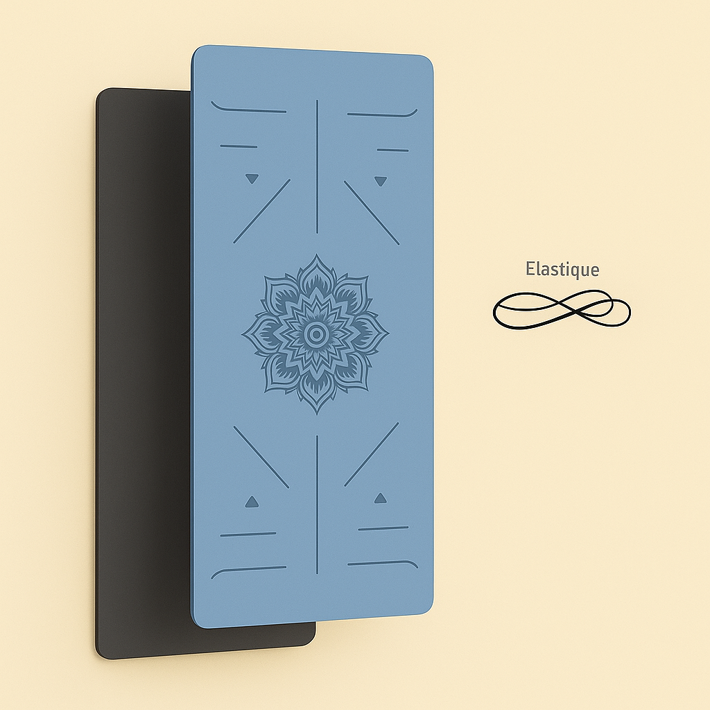 Tapis de yoga premium bleu en TPE avec lacet de transport, antidérapant et confortable, parfait pour une pratique quotidienne