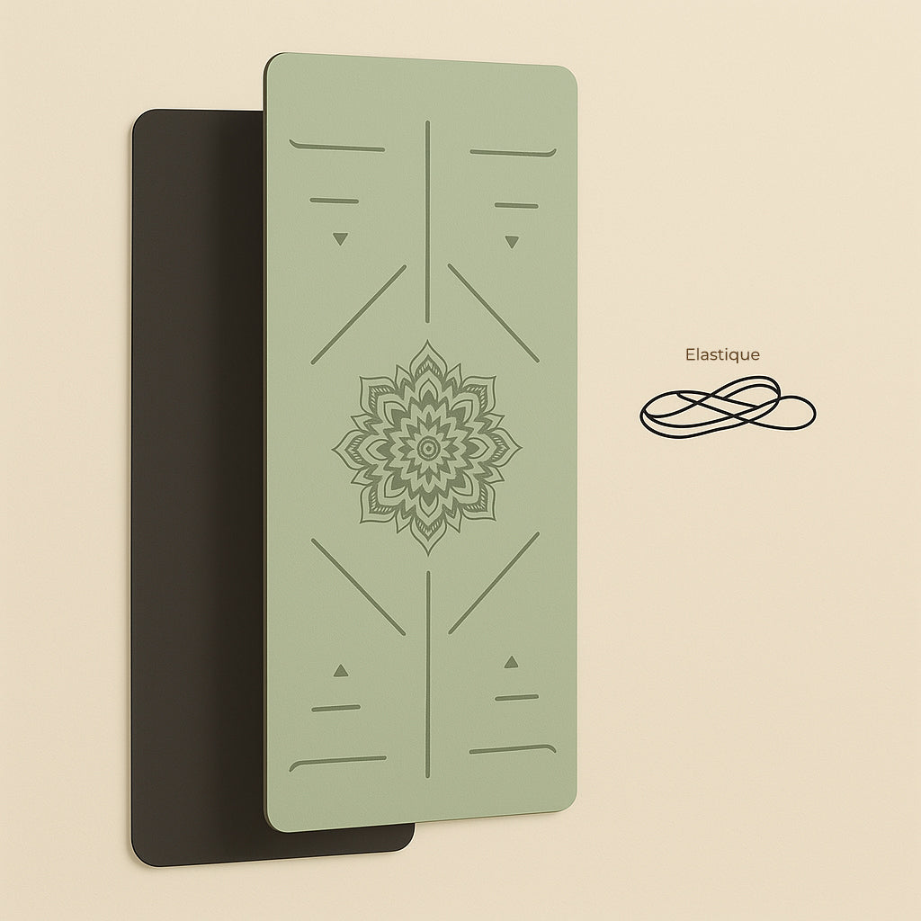 Tapis de yoga premium vert matcha en TPE avec lacet de transport, épais, antidérapant et facile à transporter pour toutes vos pratiques