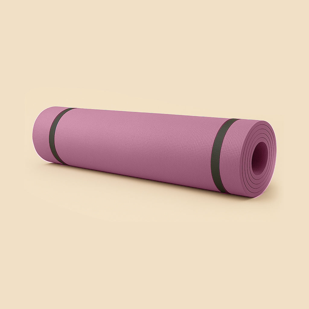 Tapis de yoga rose en mousse EVA antidérapante, 4 mm d’épaisseur, léger et confortable pour les exercices de yoga, pilates et relaxation